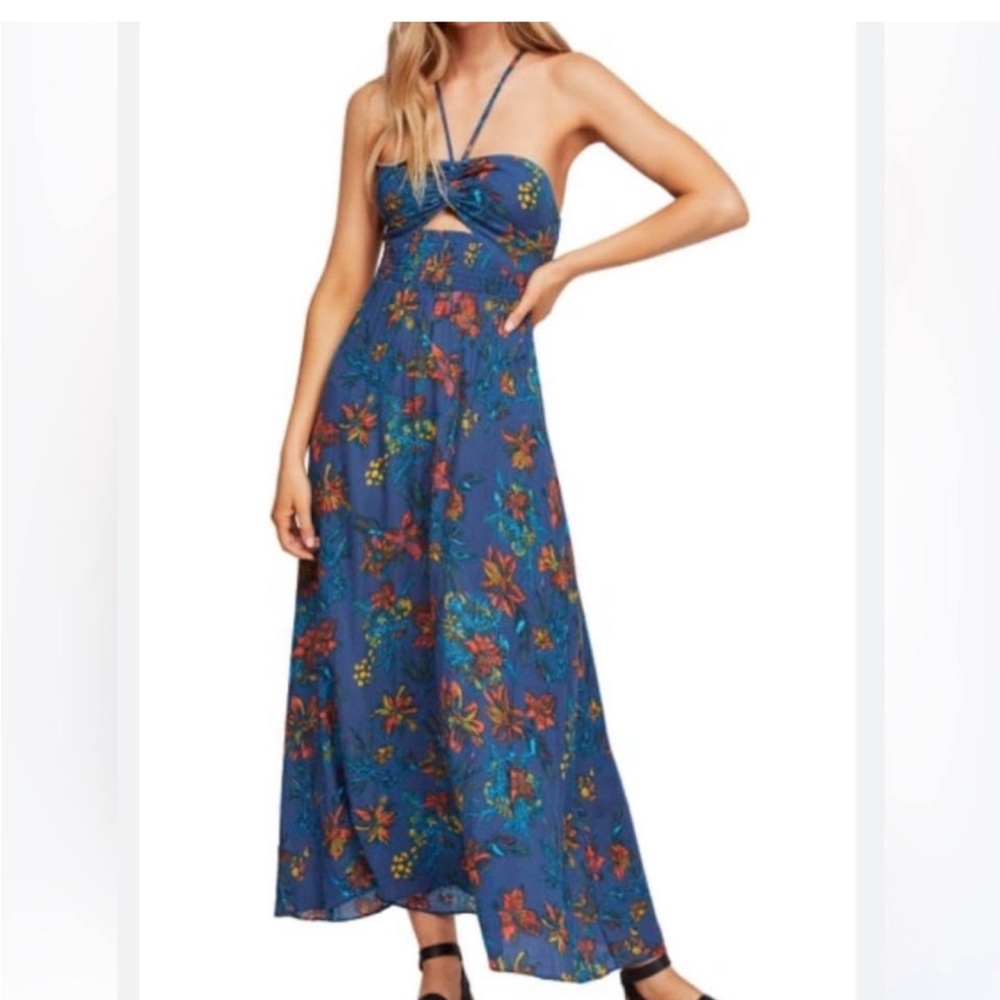 Intimately Free People One Step Away Floral Blue Maxi Dress Size xs